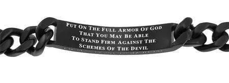 Men's Stainless Steel Black Sport Bracelet Armor Of God