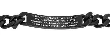 Men's Stainless Steel Black Sport Bracelet I Know - Jeremiah 29:11