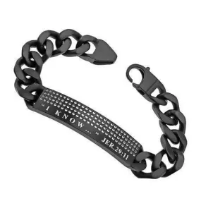 Men's Stainless Steel Black Sport Bracelet I Know - Jeremiah 29:11