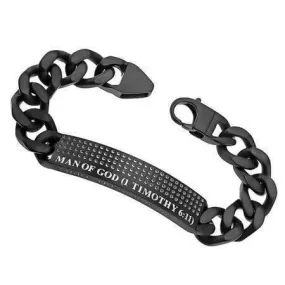 Men's Stainless Steel Black Sport Bracelet Man Of God
