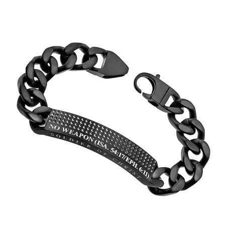 Men's Stainless Steel Black Sport Bracelet No Weapon