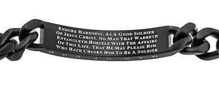Men's Stainless Steel Black Sport Bracelet Soldier Of Christ