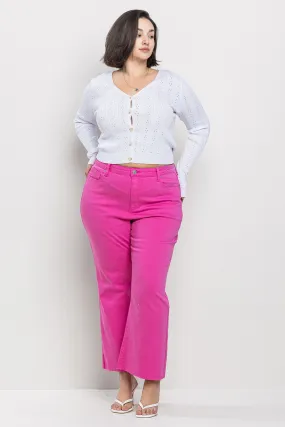 MID RISE PLUS KICK FLARE JEANS IN FUCHSIA / SP-P12419FU-PL