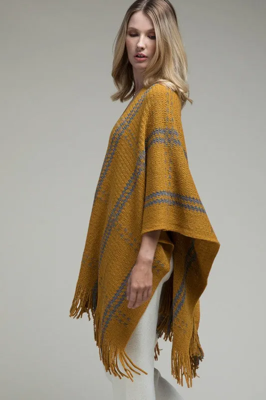 Mustard Fringe Poncho