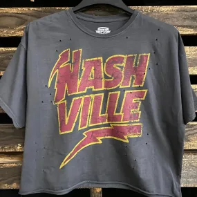 Nashville Oversized 90's Vibe Distressed Cropped T- Shirt
