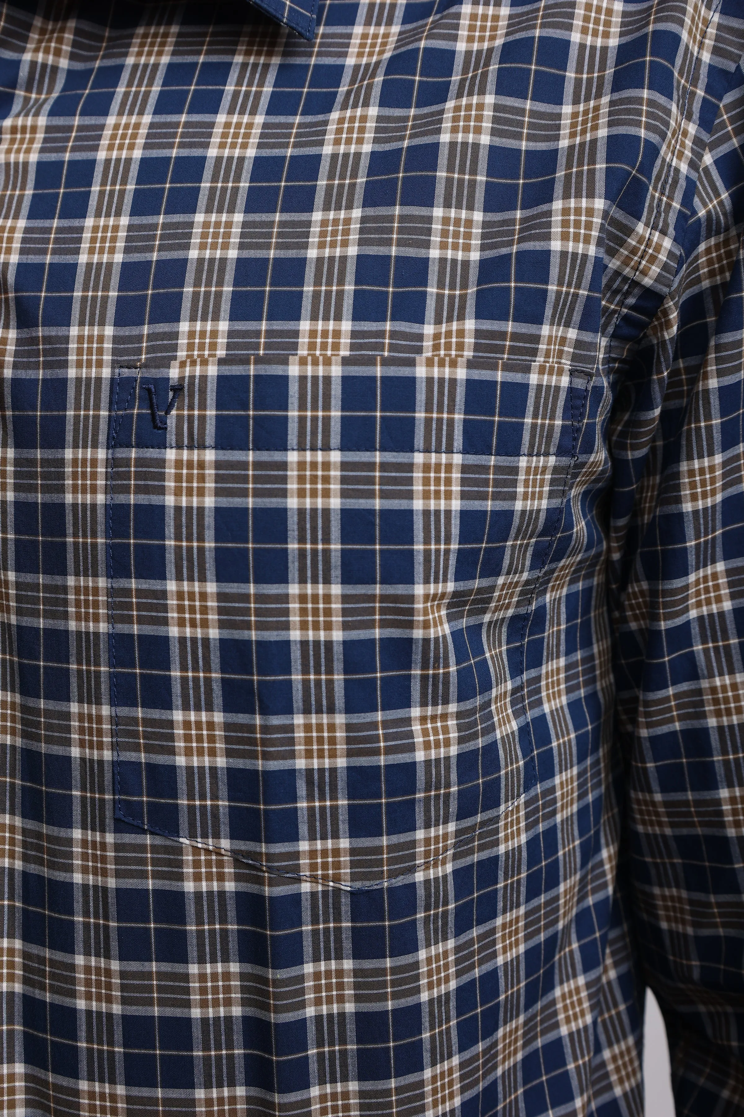 Navy Blue & White Check Shirt