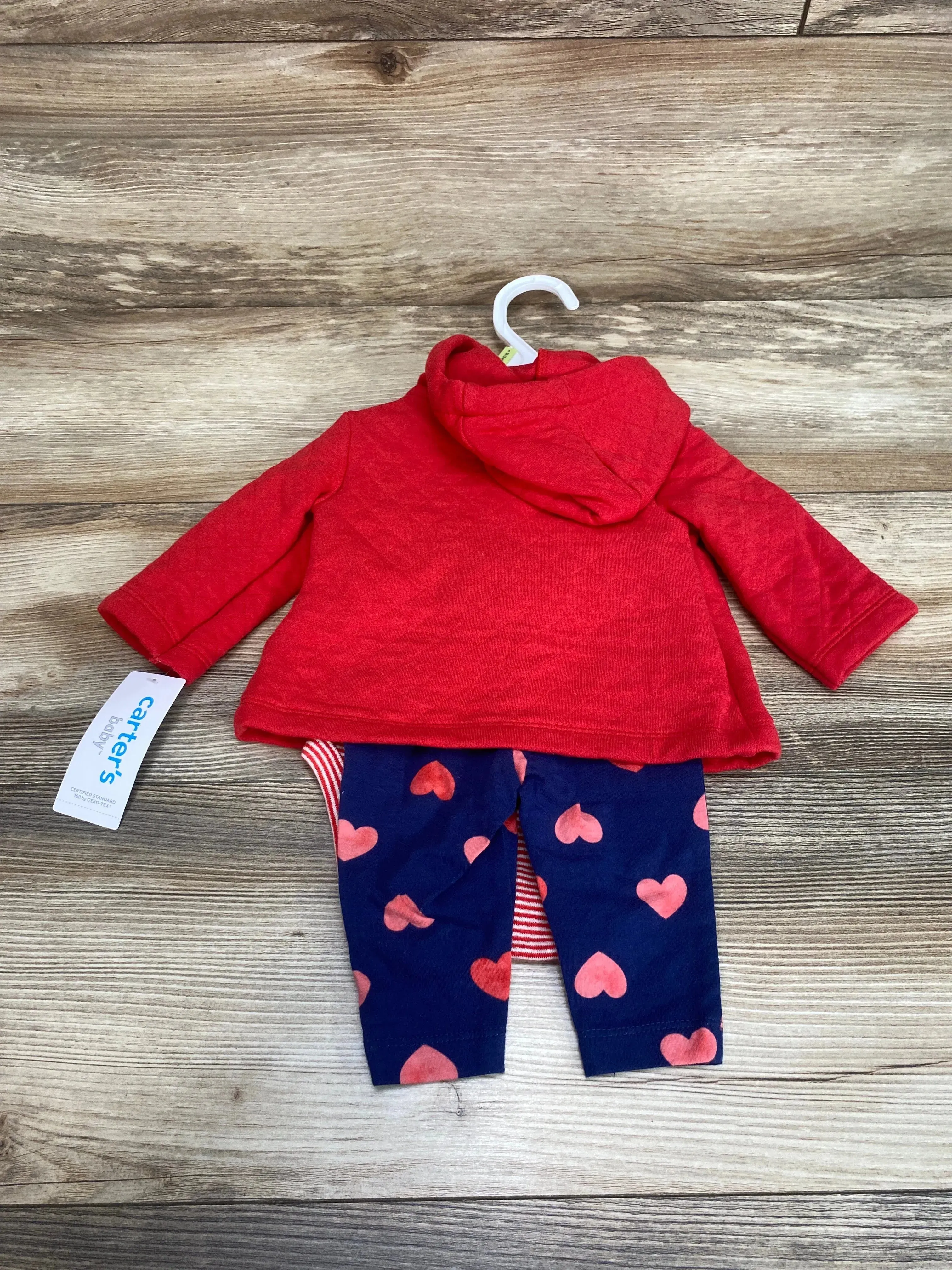 NEW Carter's 3pc Quilted Hoodie Set Red sz 3m