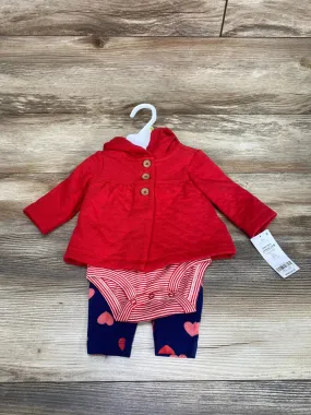 NEW Carter's 3pc Quilted Hoodie Set Red sz 3m