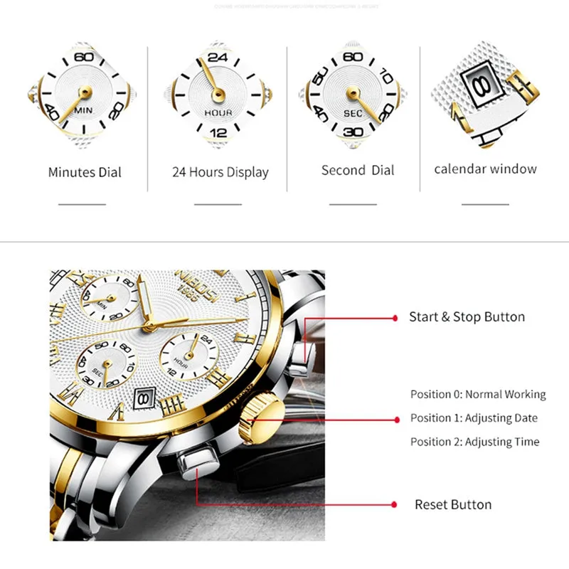 NIBOSI Mens Watches Militray Sport Quartz Men Watch Leather Waterproof Male Wristwatches Relogio Masculino Relojes Para Hombre