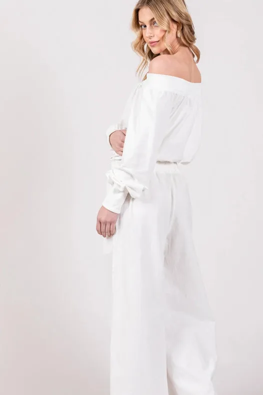 Off-The-Shoulder Slouchy Wide Leg Jumpsuit Daisy