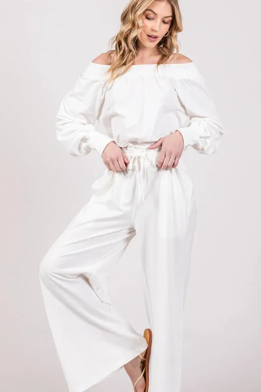 Off-The-Shoulder Slouchy Wide Leg Jumpsuit Daisy