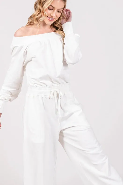 Off-The-Shoulder Slouchy Wide Leg Jumpsuit Daisy
