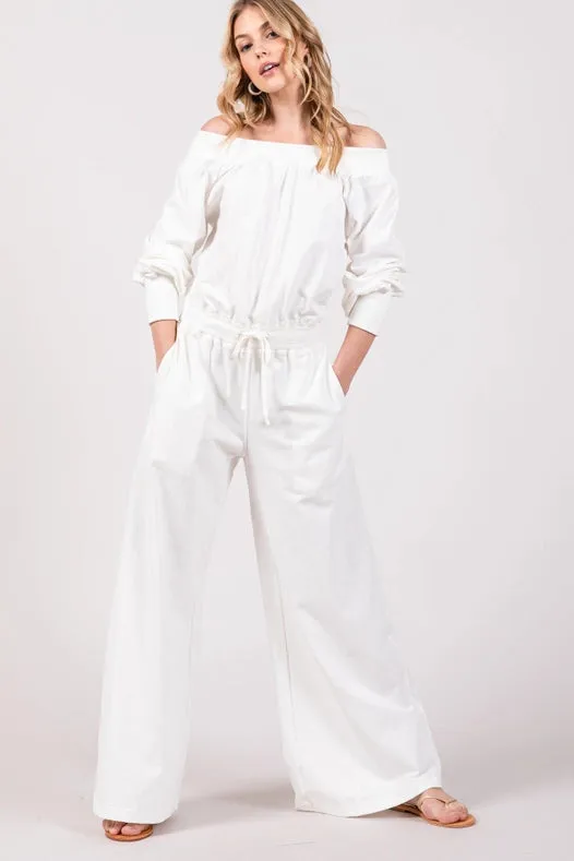 Off-The-Shoulder Slouchy Wide Leg Jumpsuit Daisy