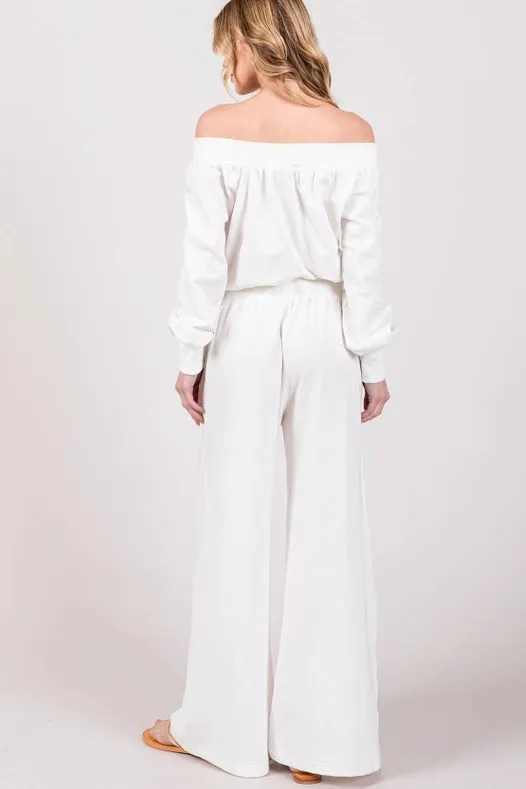 Off-The-Shoulder Slouchy Wide Leg Jumpsuit Daisy