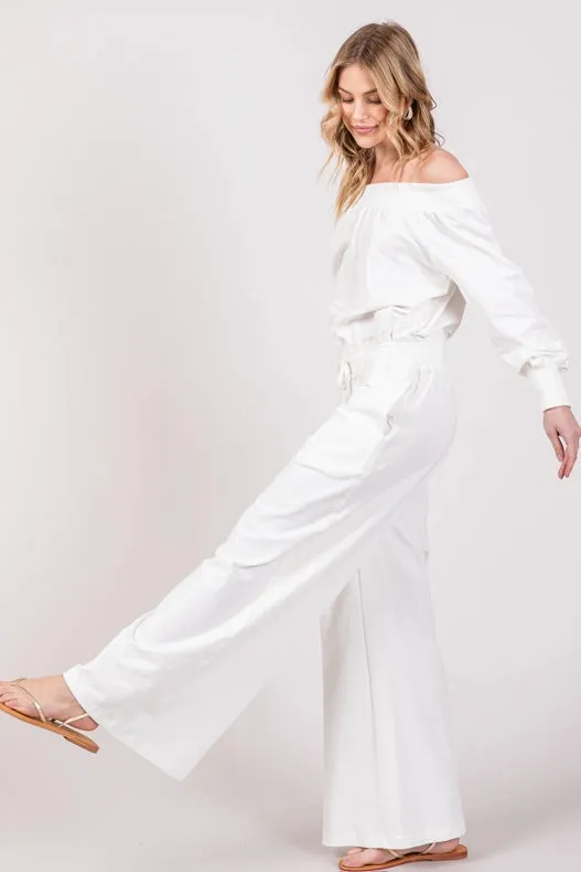 Off-The-Shoulder Slouchy Wide Leg Jumpsuit Daisy