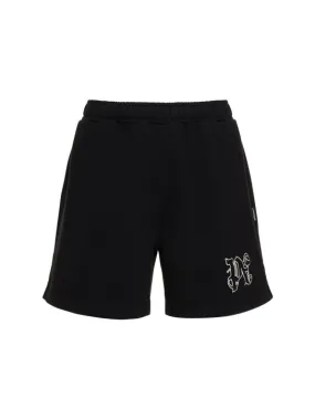 Palm Angels   Monogram cotton sweat shorts 