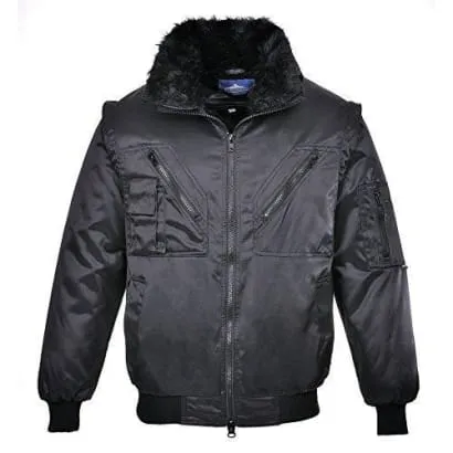 Pilot Jacket Fur Lined Water Resistant 4 in 1 Work Jacket (zip off sleeves) Bodywarmer - PJ10