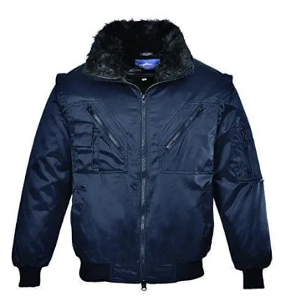 Pilot Jacket Fur Lined Water Resistant 4 in 1 Work Jacket (zip off sleeves) Bodywarmer - PJ10