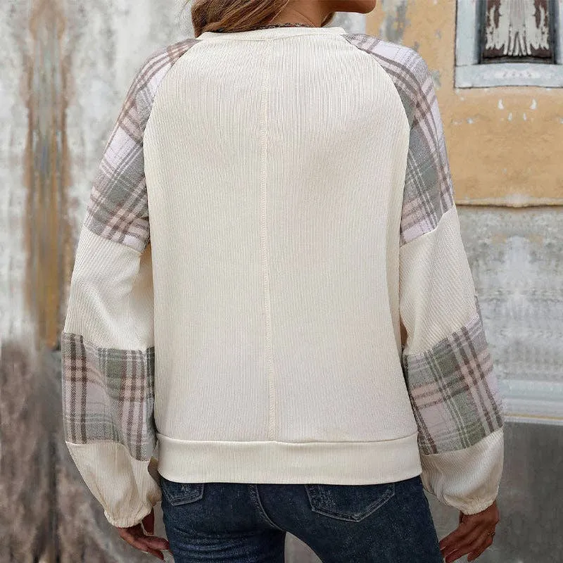 Plaid Crew Neck Long Sleeve