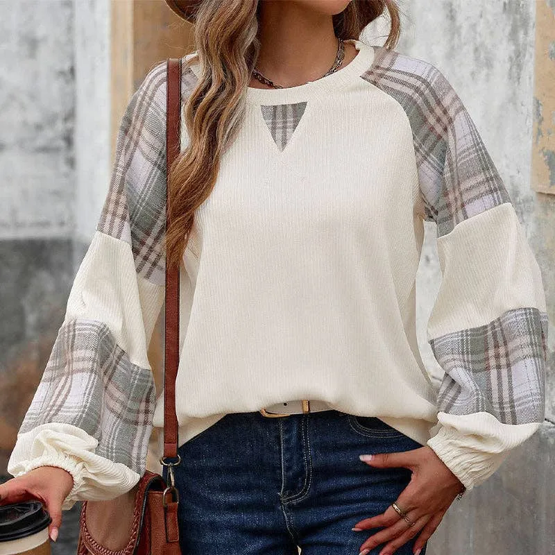Plaid Crew Neck Long Sleeve