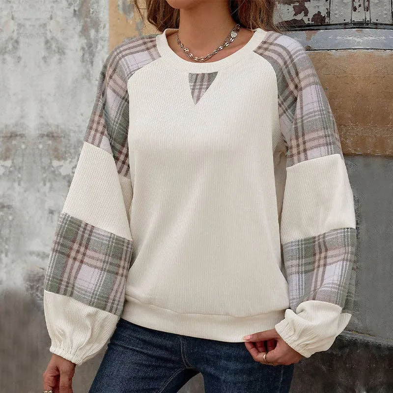 Plaid Crew Neck Long Sleeve