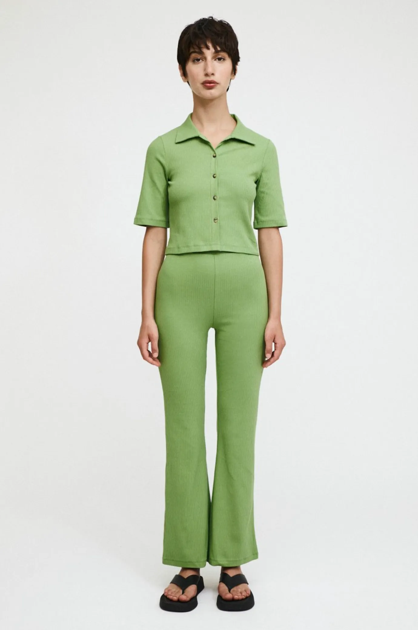 ribbed pants - aspasia - green