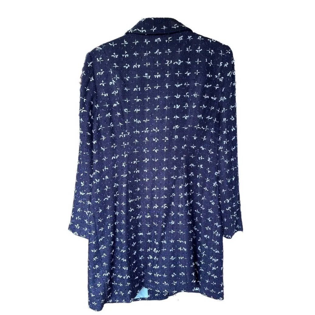 Sail to Sable Multi Tweed Butyon Front Coat Jacket Size M Navy/Sky New