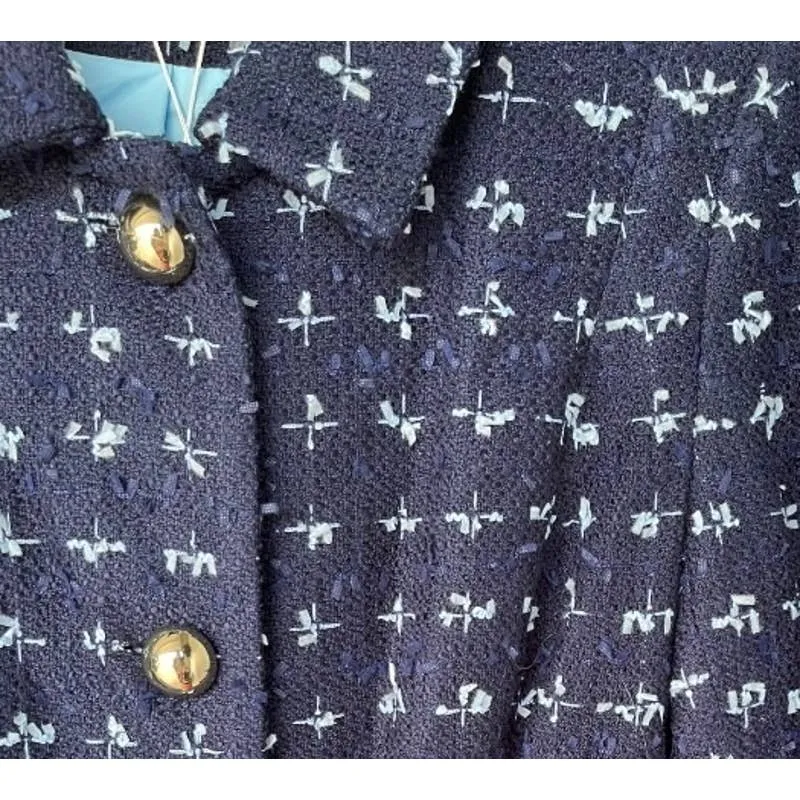 Sail to Sable Multi Tweed Butyon Front Coat Jacket Size M Navy/Sky New