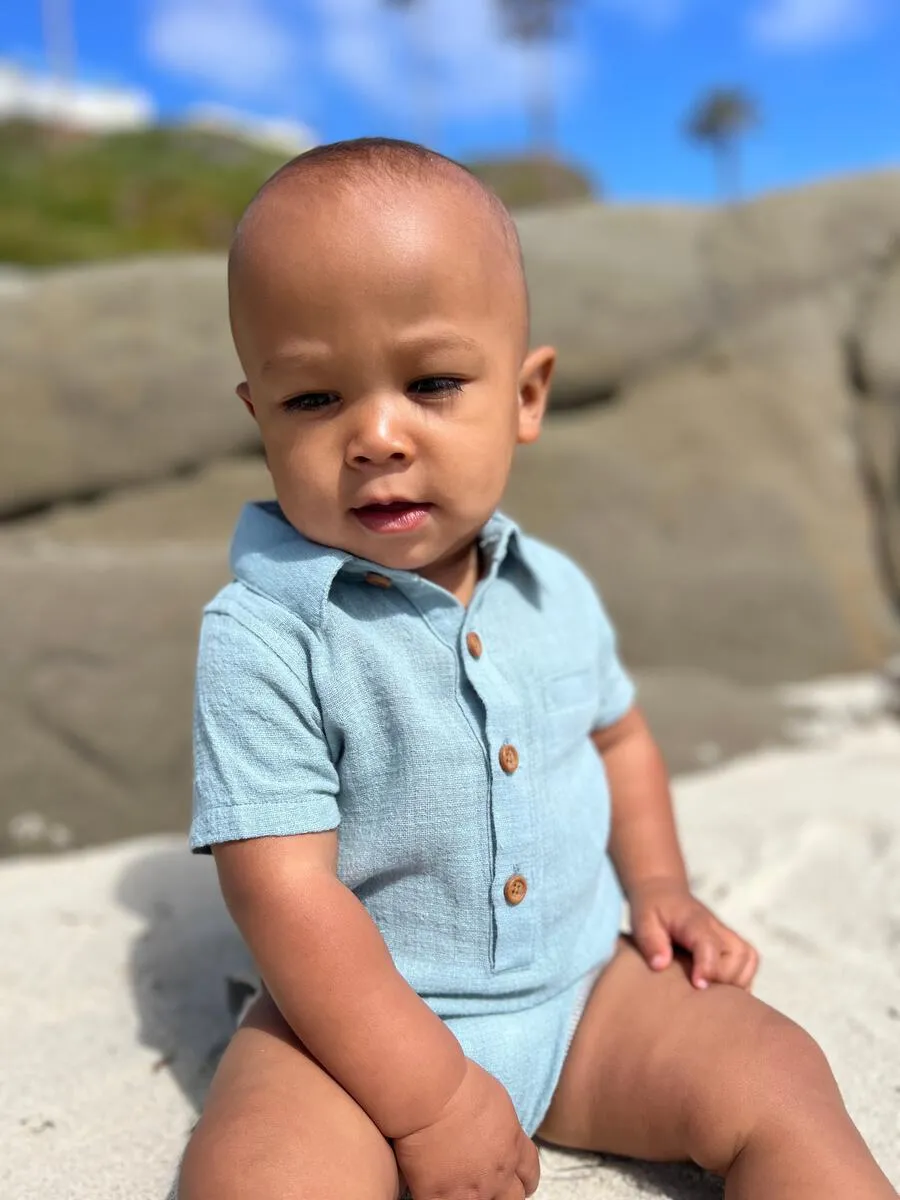 Sea Button-up Pocket Bodysuit