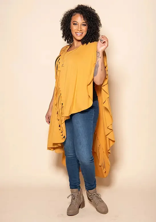 Slitback Convertible Shawl - MUSTARD