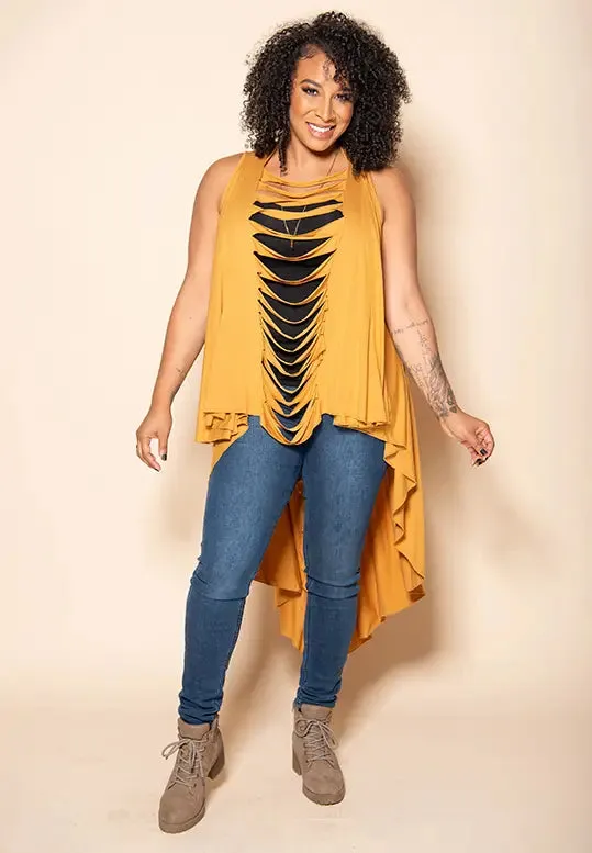 Slitback Convertible Shawl - MUSTARD