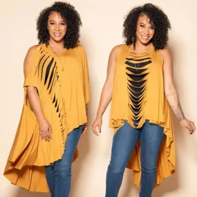 Slitback Convertible Shawl - MUSTARD