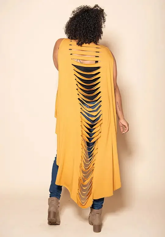 Slitback Convertible Shawl - MUSTARD