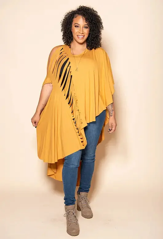 Slitback Convertible Shawl - MUSTARD