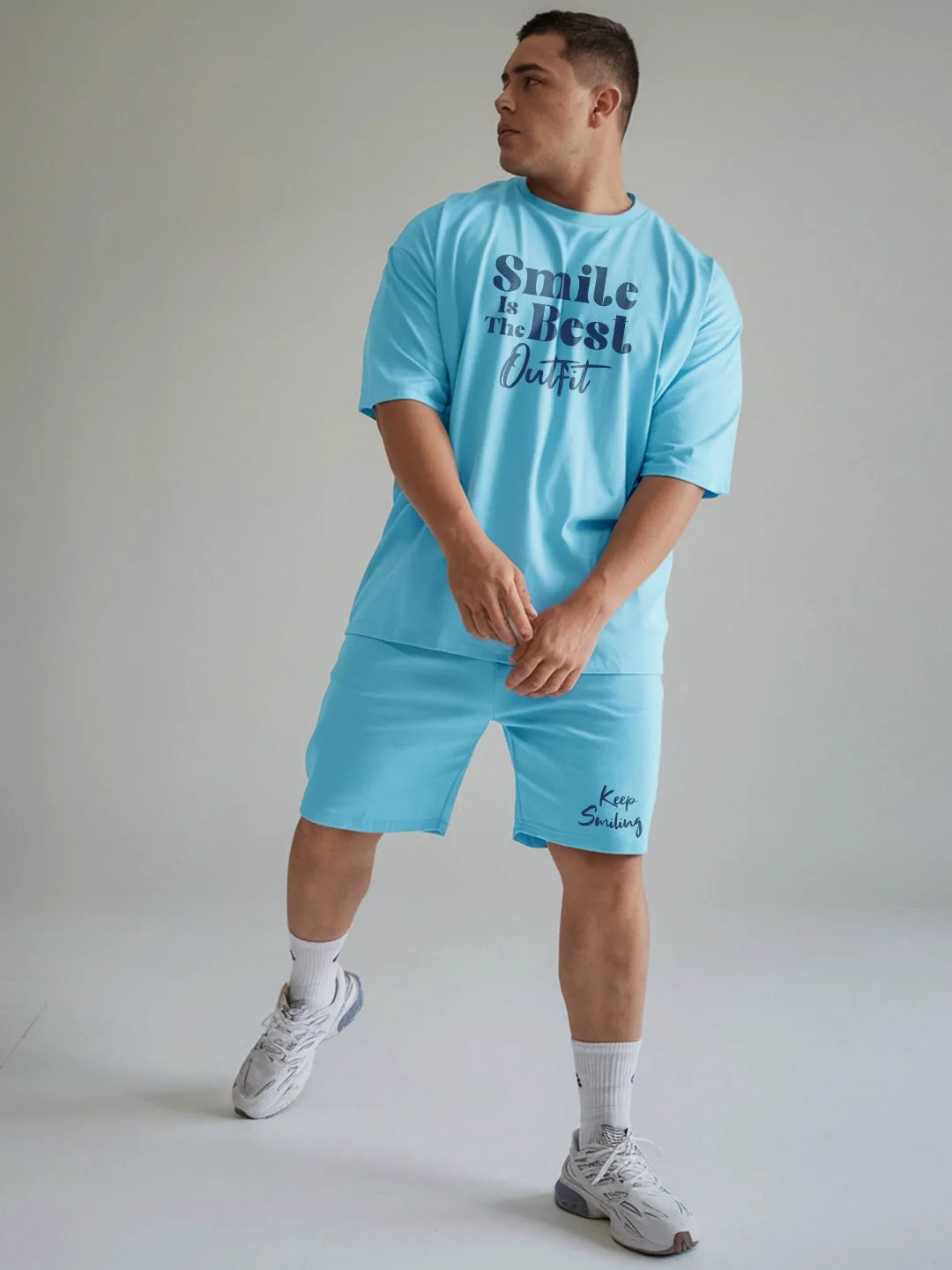 Smile Is The Best Cotton Mens T Shirt and Shorts Combo Set
