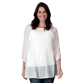 Smocked Raglan White Tunic