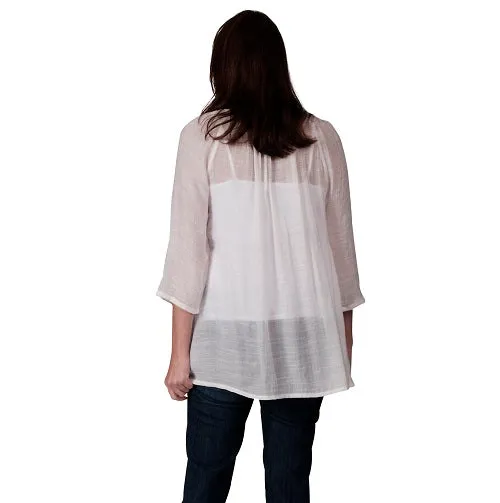 Smocked Raglan White Tunic