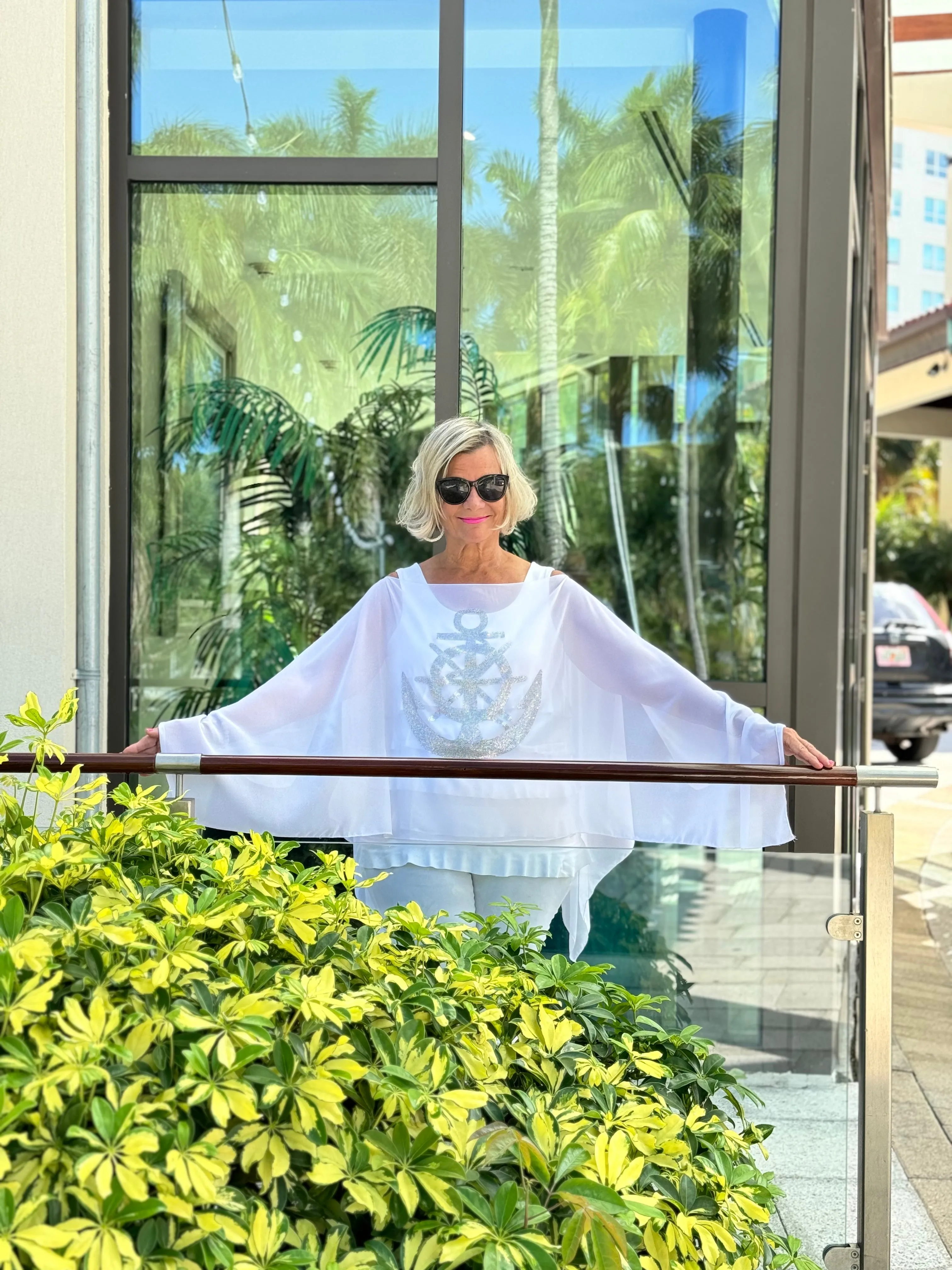 SWAROVSKI CRYSTAL WHITE ANCHOR STATEMENT TOP