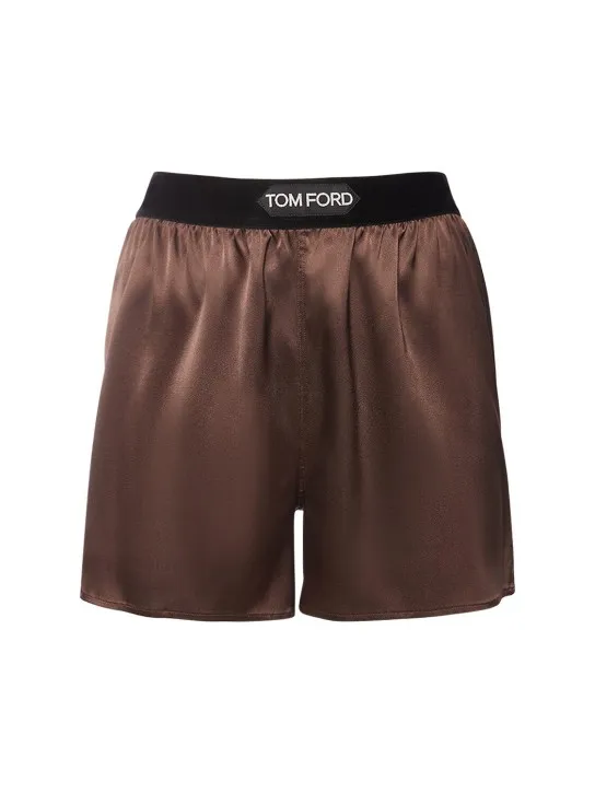Tom Ford   Logo silk satin mini shorts 