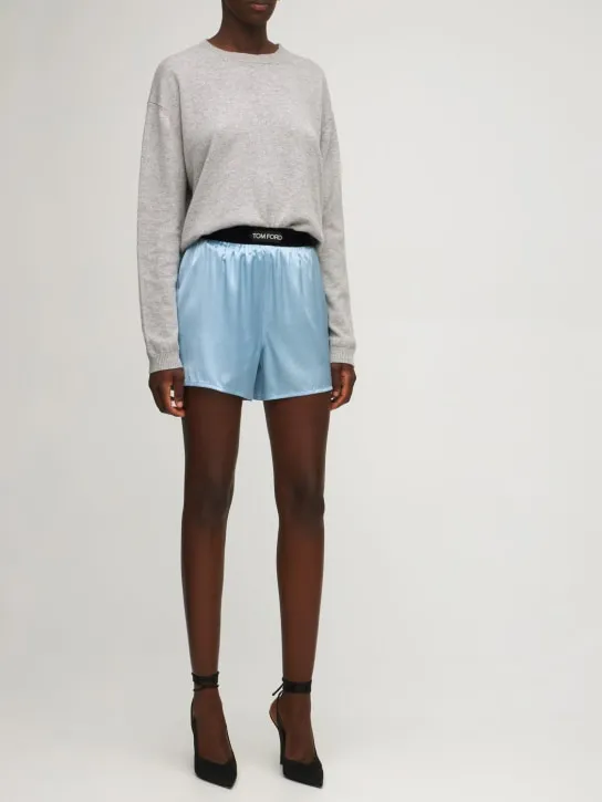 Tom Ford   LOGO SILK SATIN MINI SHORTS 