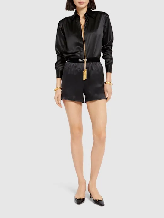 Tom Ford   Logo silk satin mini shorts 