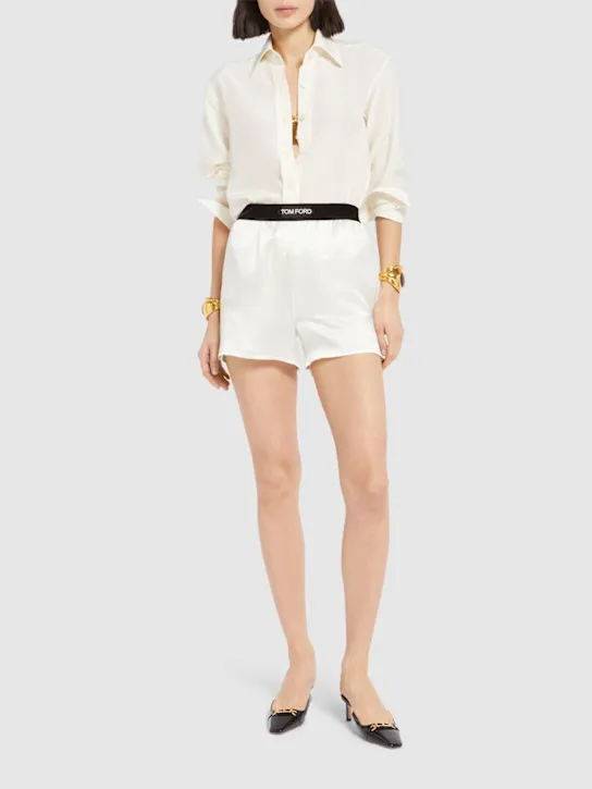 Tom Ford   Logo silk satin mini shorts 