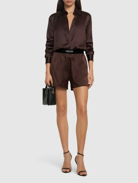 Tom Ford   Logo silk satin mini shorts 