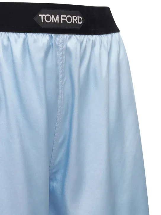 Tom Ford   LOGO SILK SATIN MINI SHORTS 