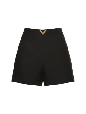 Valentino   V metal wool &amp; silk crepe mini shorts 