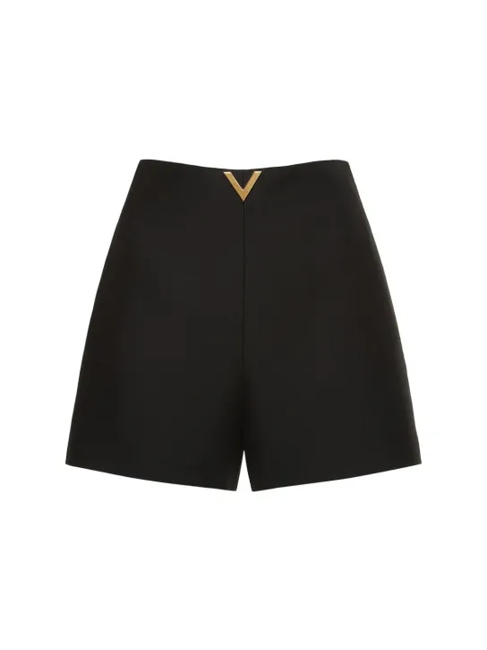 Valentino   V metal wool &amp; silk crepe mini shorts 