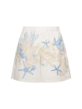 Versace   Coral print cotton shorts 