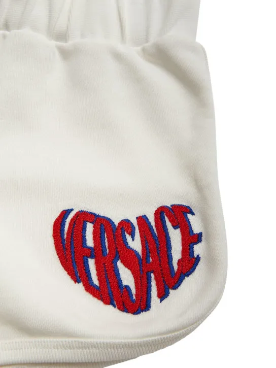 Versace   Embroidered cotton jersey shorts 