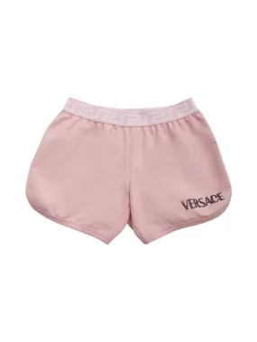 Versace   Embroidered logo cotton jersey shorts 