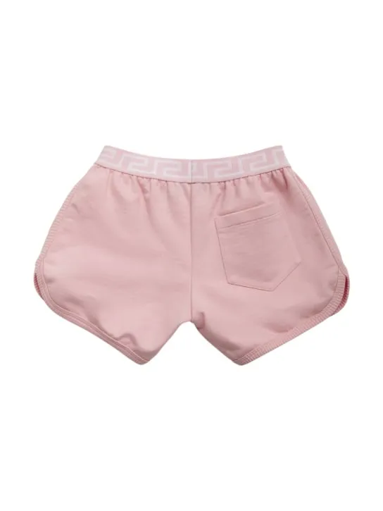 Versace   Embroidered logo cotton jersey shorts 